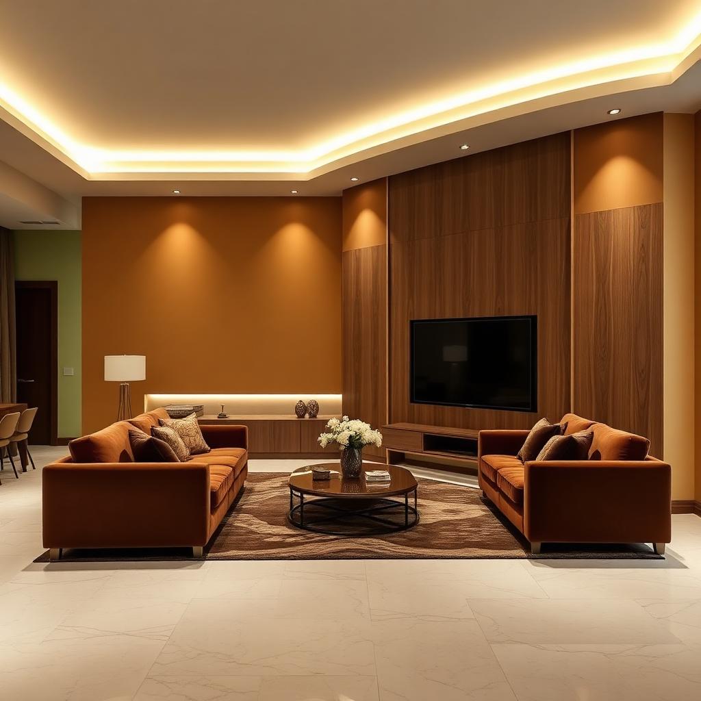 Family lounge with GREENX warm taupe walls
